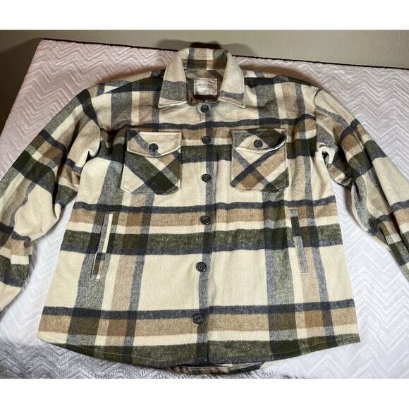 Altar'd State Cole Fleece Shacket Women's‎ Size M Sage Green Taupe - Picture 1 of 10